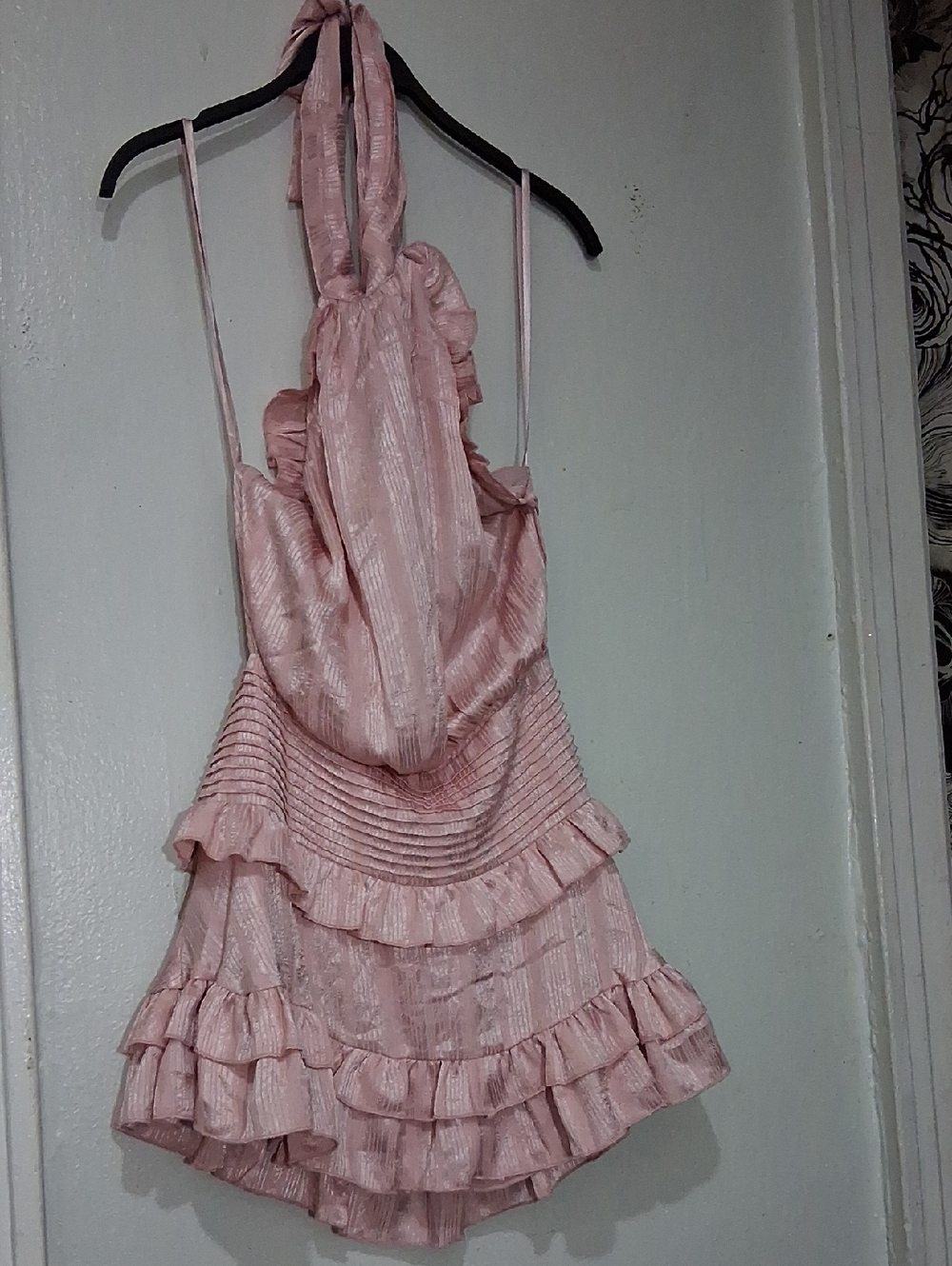 Runaway The Label Pink Ruffled Halter Dress